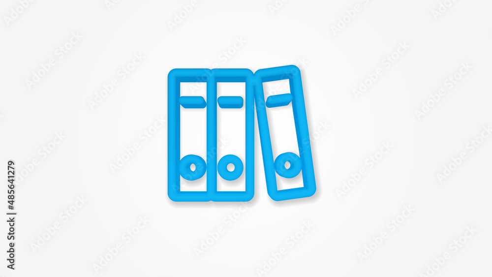Aufkleber office paper file folder 3d line flat icon. Realistic vector illustration. Pictogram isolated. Top view. Colorful transparent shadow design.fog