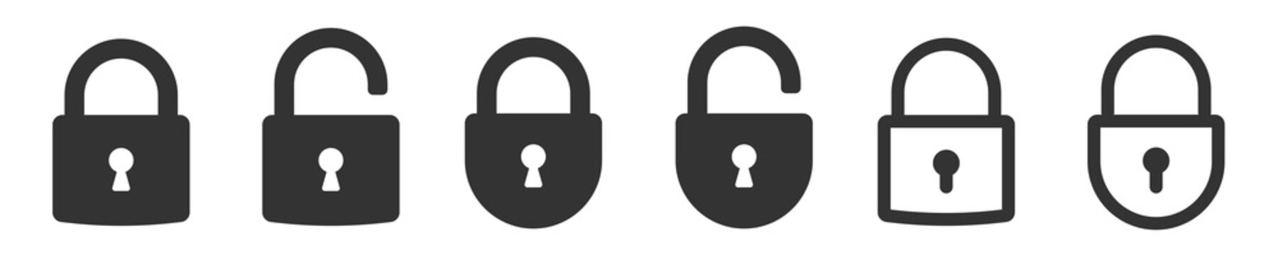 Lock icons set. Padlock symbol collection. Security symbol. Lock open and lock closed icon - stock vector.