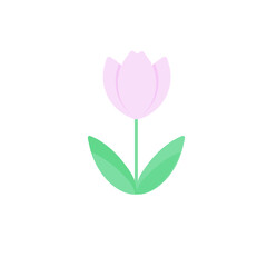 Pink tulip flat design illustration icon stock vector illustration for web, for print object isolated