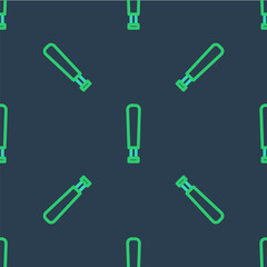 Line Baseball bat icon isolated seamless pattern on blue background. Sport equipment. Vector
