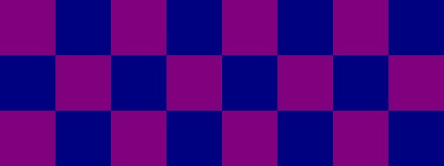Checkerboard banner. Navy and Purple colors of checkerboard. Big squares, big cells. Chessboard, checkerboard texture. Squares pattern. Background.