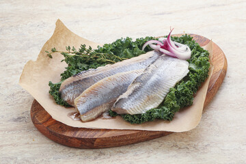 Marinated Herring fillet with onion
