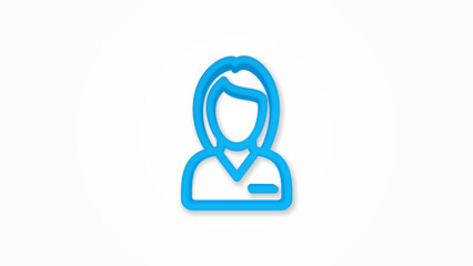 Beautiful woman in uniform avatar 3d line flat color icon. Realistic vector illustration. Pictogram isolated. Top view. Colorful transparent shadow design.