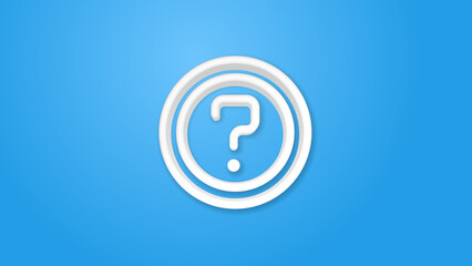 Question mark, FAQ button. Ask for help stamp. Need information. Query 3d line flat color icon. Realistic vector illustration. Pictogram isolated. Top view. Colorful transparent shadow design.