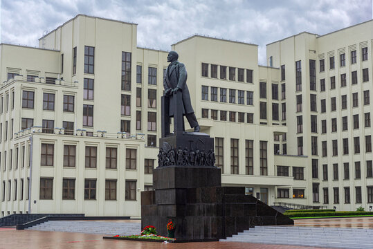MINSK, BELARUS - November 08 2019, Soviet monument statue of Lenin in the city of Minsk, Belarus