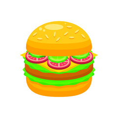 Abstract Flat Fast Food Hamburger Cheeseburger Meal Background Vector Design Style Cooking, Breakfast