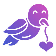 Bird love heart flat gradient icon