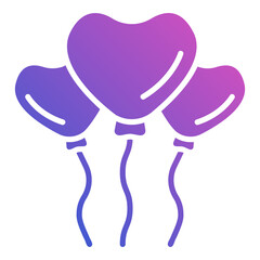 Balloon love heart flat gradient icon