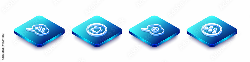 Poster set isometric line five stars rating review, button chat notification, speech bubble with sad smile 