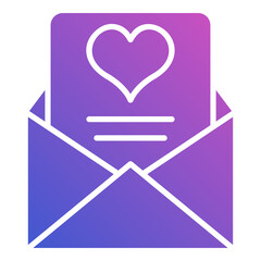 Love letter with envelope open flat gradient icon