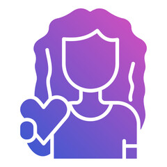 Girl brings love heart flat gradient icon