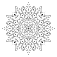 Floral Mandala, Circular pattern, decorative elements in ethnic oriental style. Islam, Arabic, Indian, mystic, ottoman, motifs. mandala coloring pages