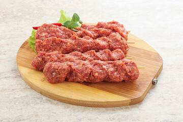 Raw beef kebab minced meat