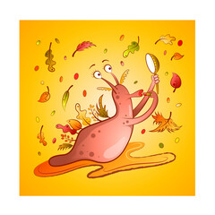 Vector character design autumn monster snail