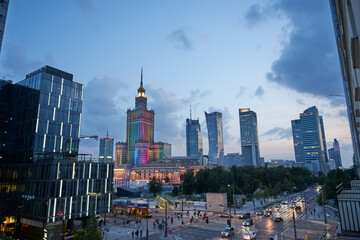 Fototapeta na wymiar Warsaw skyline in summer evening. 
