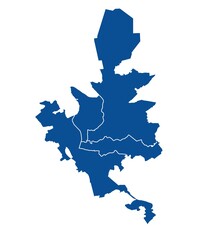 Isolated blue map of Tomsk city