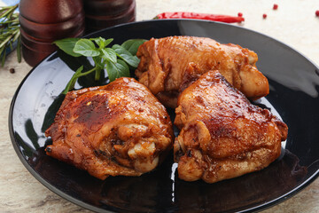 Roasted chicken leg with spicy sauce