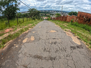 Walking down the street in the city