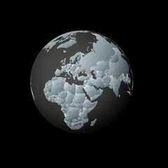 Low poly globe centered to Cyprus. Red polygonal country on the globe. Satellite view of Cyprus. Powerful vector illustration.