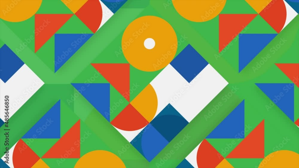 Poster geometric shapes in abstraction. motion. an abstraction in which different shapes change size and co