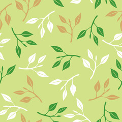Branches witch leaves pattern seamless