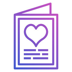 Invitation card valentine line gradient icon