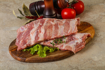 Raw pork ribs for cooking