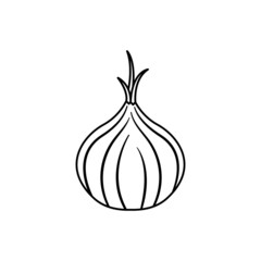 Onion Black and White Icon in Outline Style on a White Background Suitable for Cooking, Spice, Ingredient Icon. Isolated