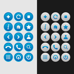 Icon set multi colored button in flat style. Easy editable vector isolated illustration. 