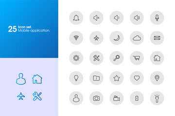 Icon set multi colored button in flat style. Easy editable vector isolated illustration. 