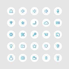 Icon set multi colored button in flat style. Easy editable vector isolated illustration. 
