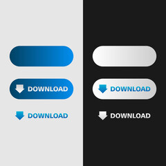 White and blue download button in neomorphism style. Easy editable vector isolated illustration.