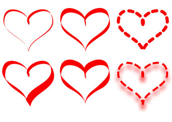 set of red hearts isolated