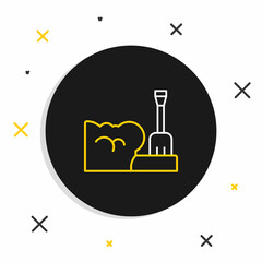 Line Shovel in snowdrift icon isolated on white background. Colorful outline concept. Vector