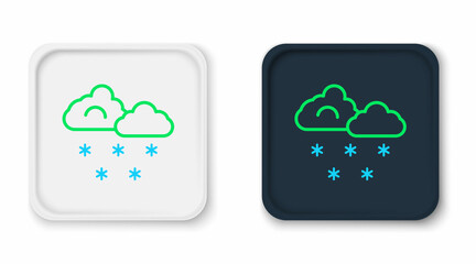 Fototapeta na wymiar Line Cloud with snow icon isolated on white background. Cloud with snowflakes. Single weather icon. Snowing sign. Colorful outline concept. Vector