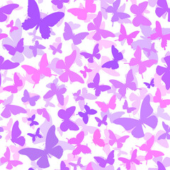 Purple butterflies seamless pattern. Vector background with butterflies