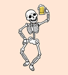 Beer dancing skeleton