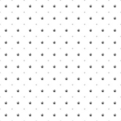 Square seamless background pattern from black seaweed symbols are different sizes and opacity. The pattern is evenly filled. Vector illustration on white background