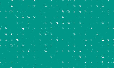 Seamless background pattern of evenly spaced white solo bobsleigh symbols of different sizes and opacity. Vector illustration on teal background with stars