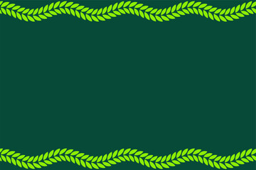 Seamless horizontal border pattern with green leaves. Space for text. Flat illustration with isolated leaves border. Nature background image. Vector color background.