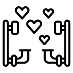 Calling with telephone and love heart line icon