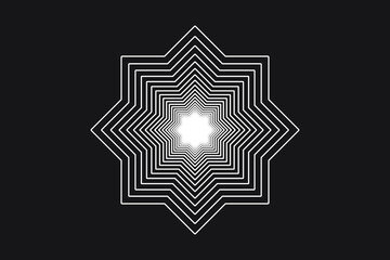 Abstract Spirograph zigzag lines the prototype polygon is derived from a square. Vector illustration.