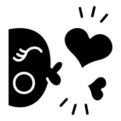 Kiss with love heart glyph icon