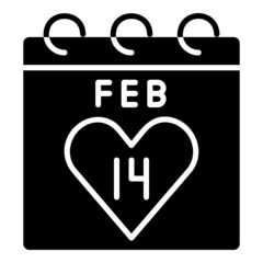 Calendar valentine day glyph icon