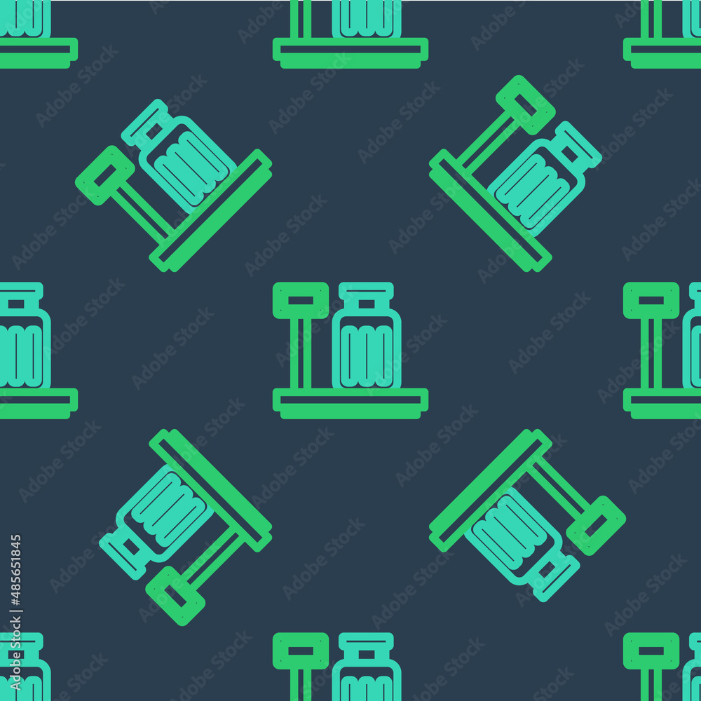 Poster line scale with suitcase icon isolated seamless pattern on blue background. logistic and delivery. w