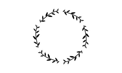 Hand drawn frame. Floral wreath with leaves for wedding and holiday. Decorative elements design. Isolated Vector illustration