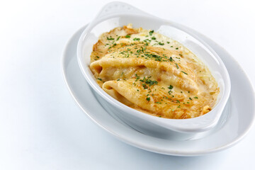Pancakes with roasted mushrooms, cheese and vegetables