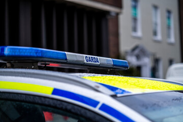 description on the police car, garda