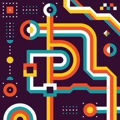 Background geometric design. Abstract pattern digital banner. Mosaic ornament layout. Creative graphic collage composition. Block chain technology concept poster. Futuristic space. Vector illustration