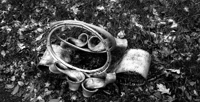 Old tyres like a sculpture 